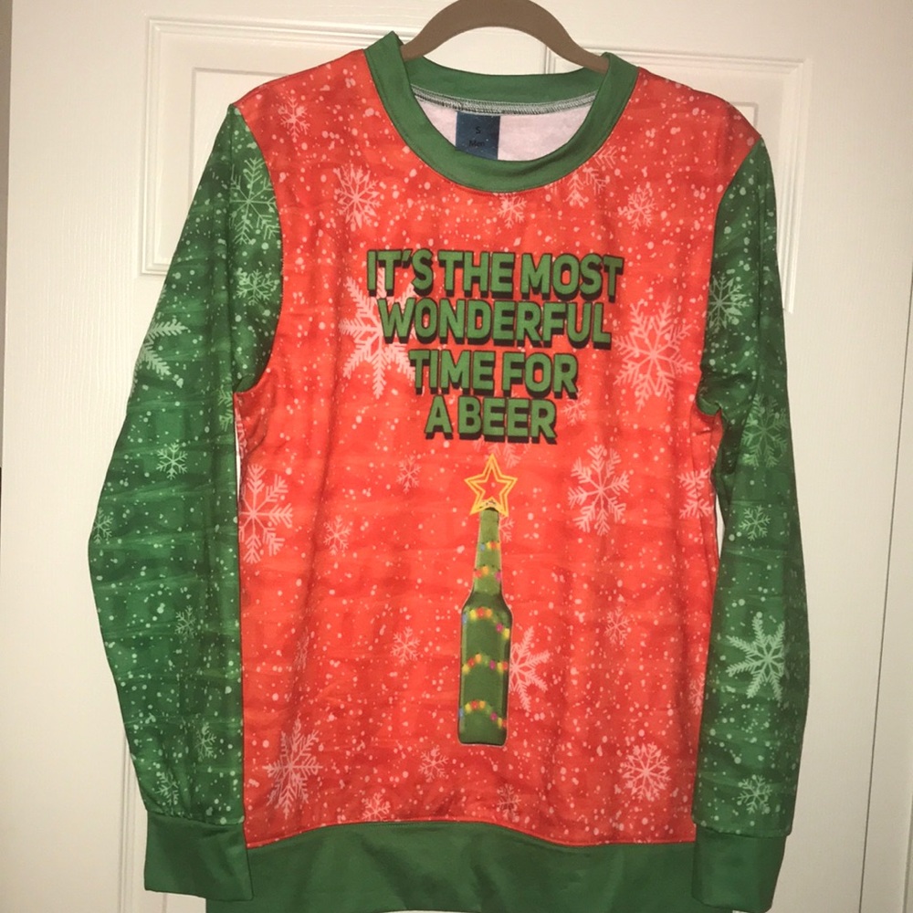 Funny Beer Ugly Xmas Christmas Sweatshirt - NWOT